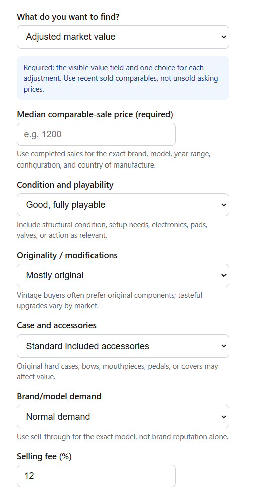 Musical Instrument Value Calculator