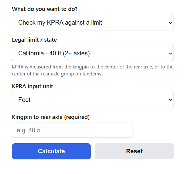 Kingpin-to-Rear-Axle (KPRA) Calculator