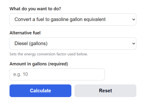Gasoline Gallon Equivalent (GGE) Calculator