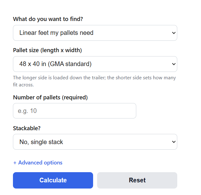 LTL Linear Feet Calculator