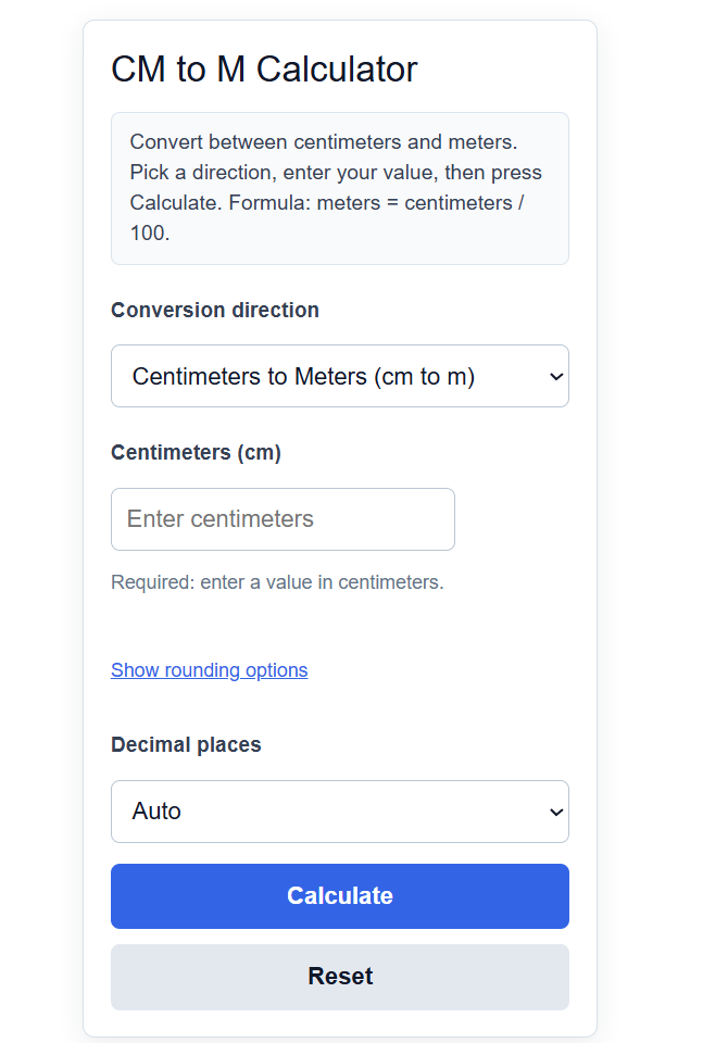 Cm To M Calculator