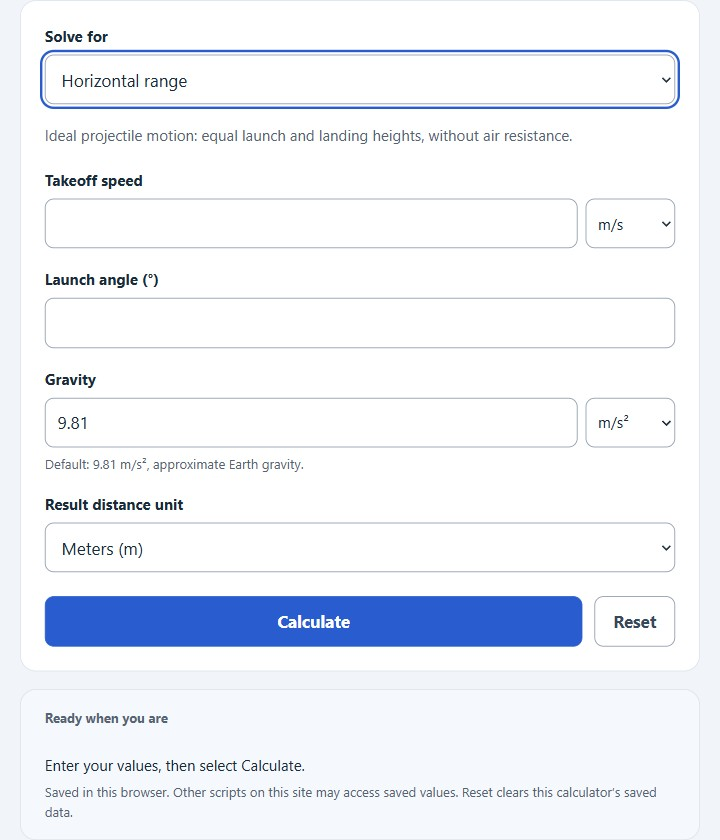 Car Jump Distance Calculator screenshot