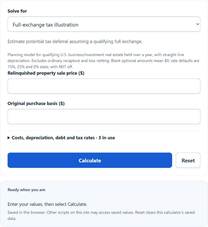 1031 Exchange Calculator screenshot
