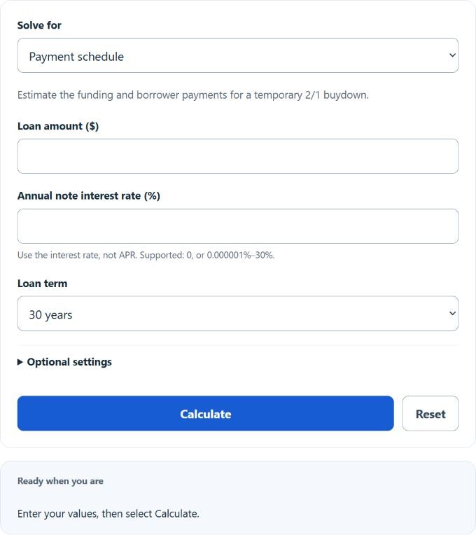 2/1 Buydown Calculator screenshot