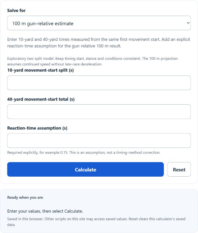 40-Yard Dash to 100m Estimator screenshot