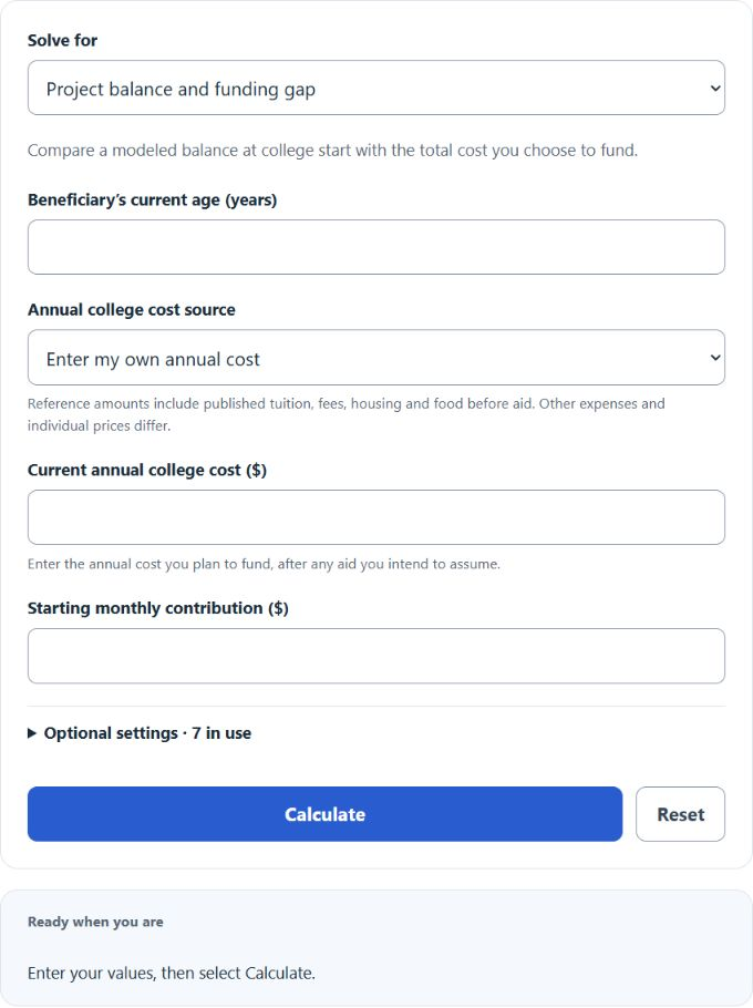 529 College Savings Calculator screenshot