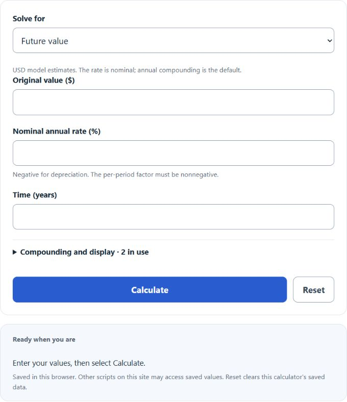 Appreciation Calculator screenshot