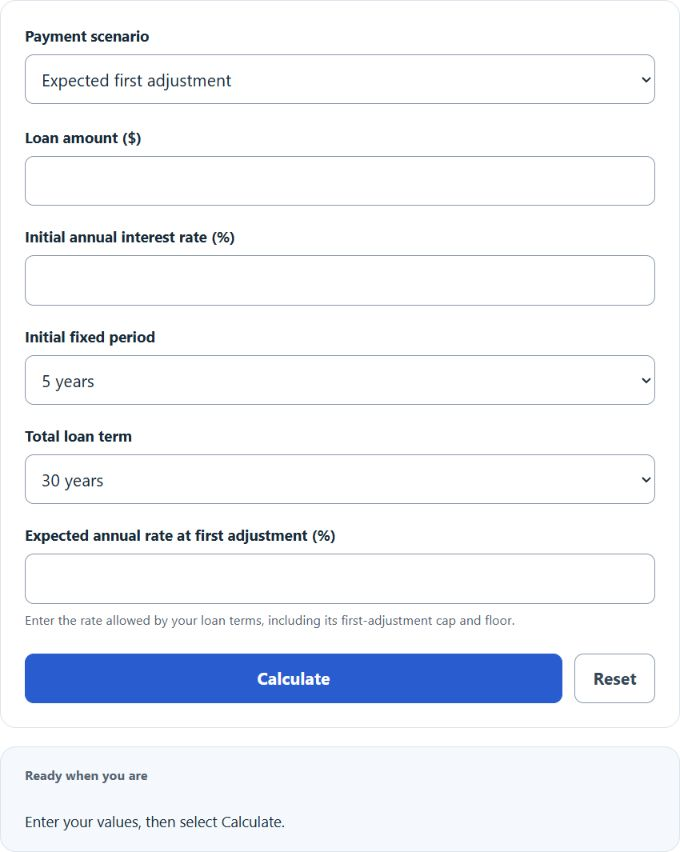 ARM Mortgage Calculator screenshot