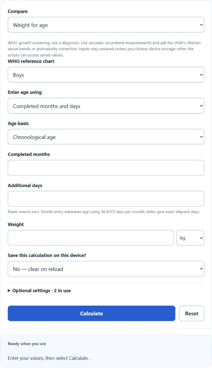 Baby Percentile Calculator screenshot