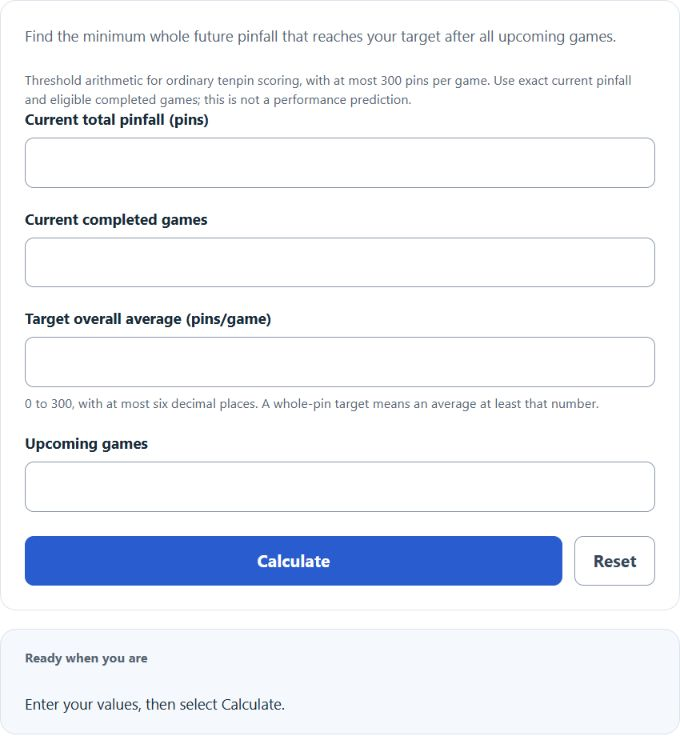 Bowling Average Needed Calculator screenshot