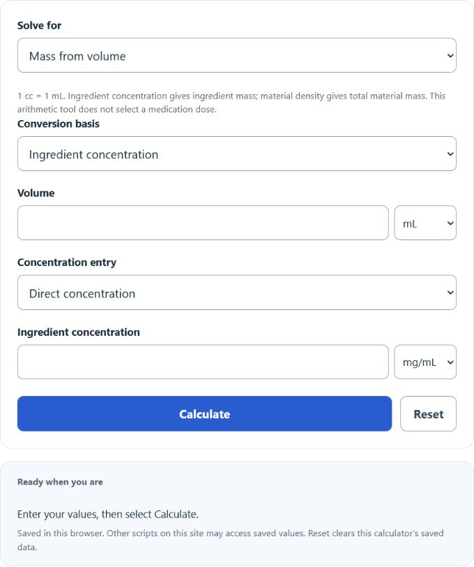 cc to mg Converter screenshot