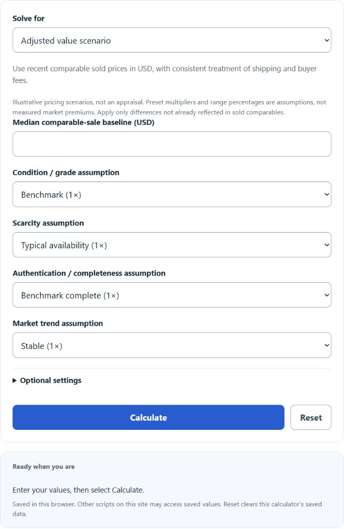 Collectible Value Calculator screenshot