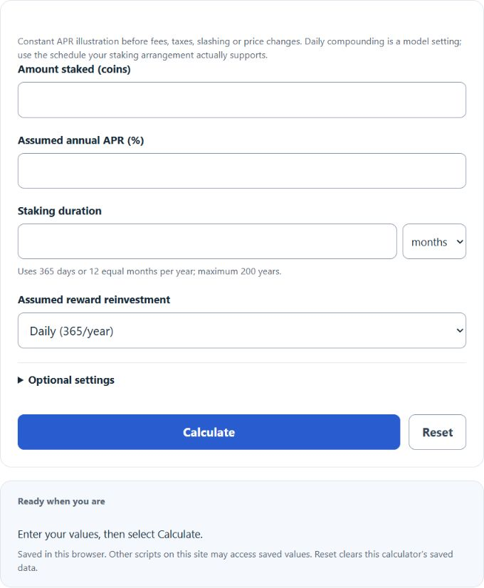 Crypto Staking Rewards Calculator screenshot