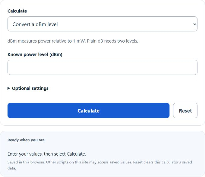 dBm to dB Converter screenshot