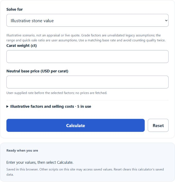 Diamond Value Calculator screenshot