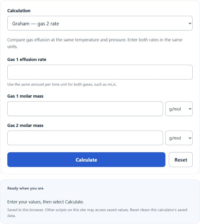 Diffusion Rate Calculator screenshot