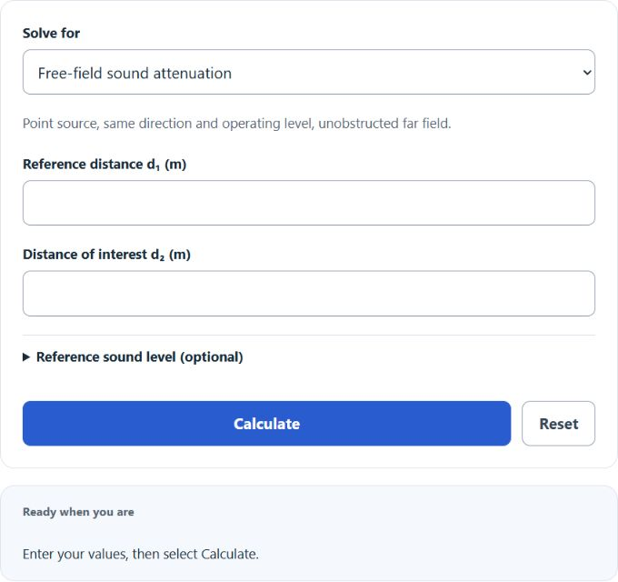 Distance Attenuation Calculator screenshot