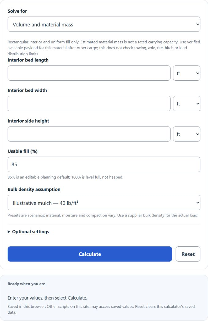 Dump Trailer Capacity Calculator screenshot