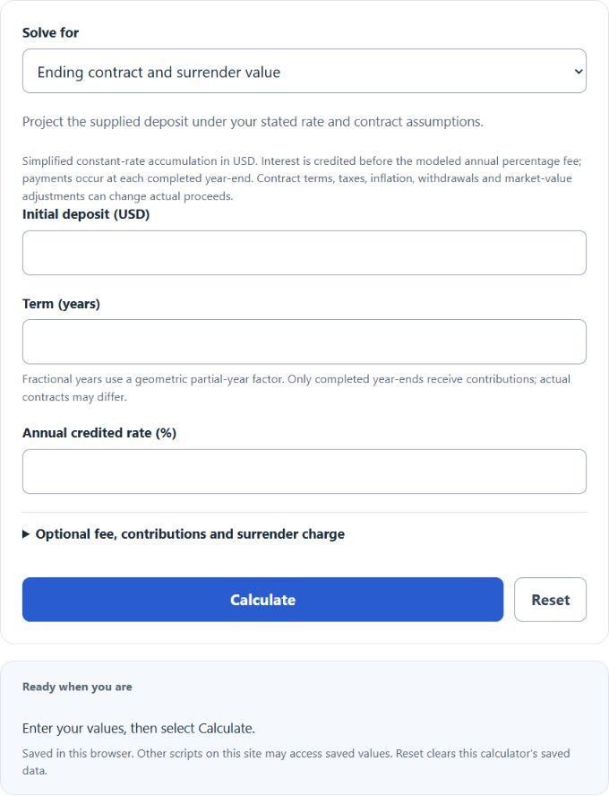 Fixed Annuity Growth Calculator screenshot