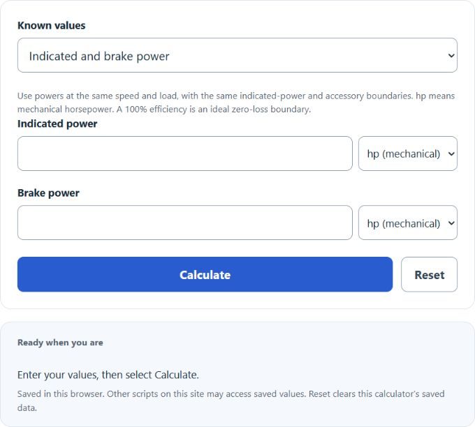 Friction Horsepower Calculator screenshot