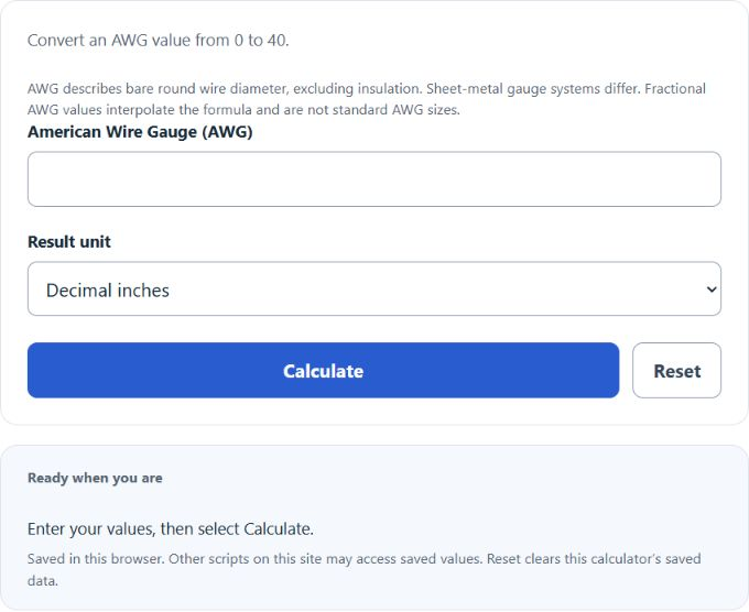 gauge to decimal Converter screenshot