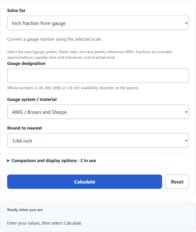 gauge to fraction Converter screenshot