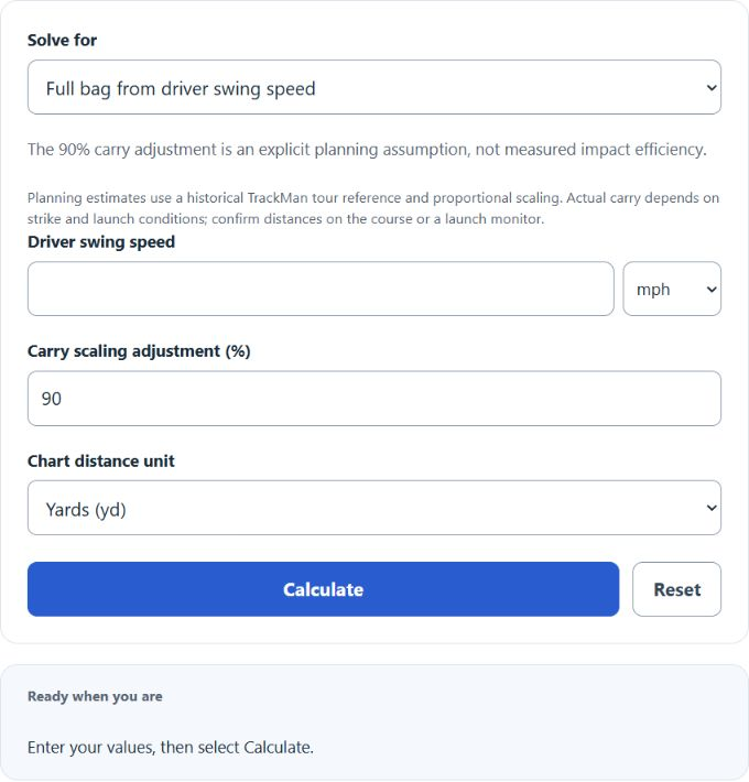 Golf Club Distance Calculator screenshot