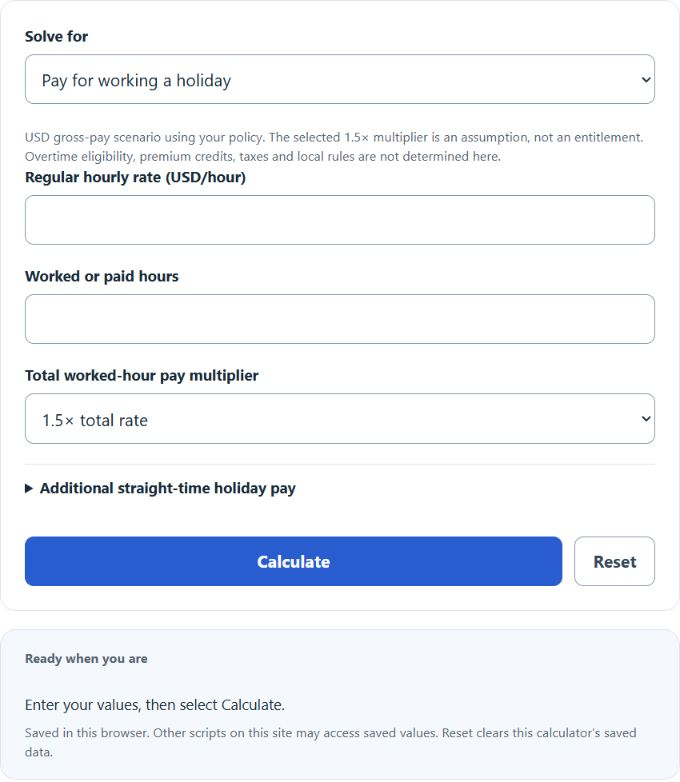 Holiday Pay Calculator screenshot