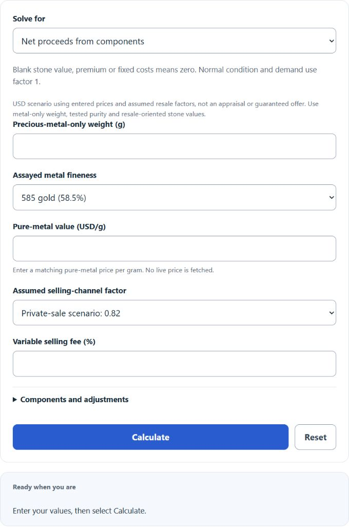 Jewelry Resale Value Calculator screenshot
