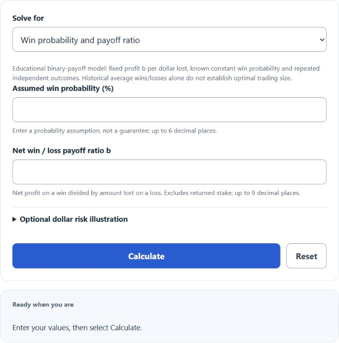 Kelly Criterion Calculator screenshot