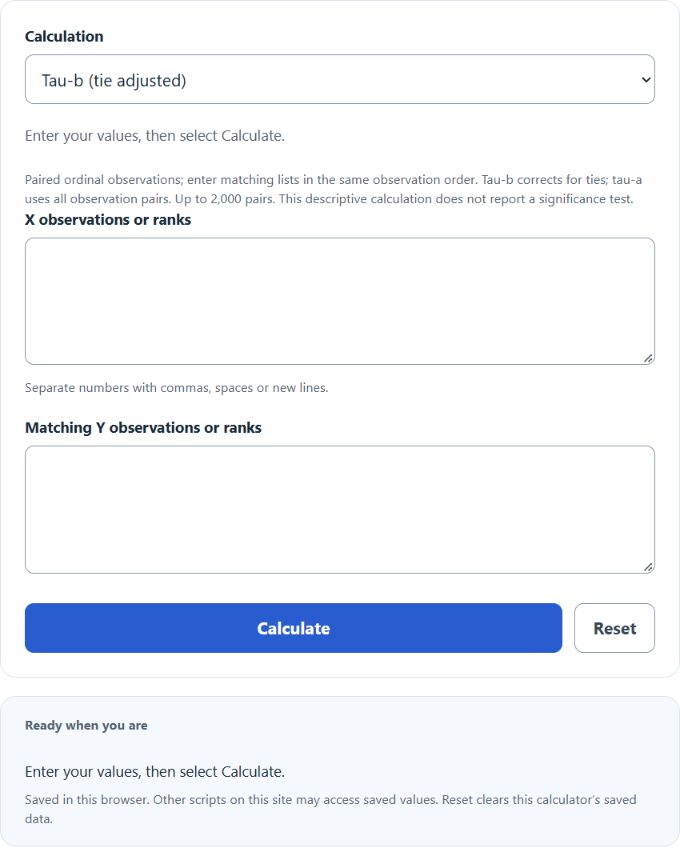 Constant Define Math Kendall Tau Rank Correlation Calculator - Calculator Academy