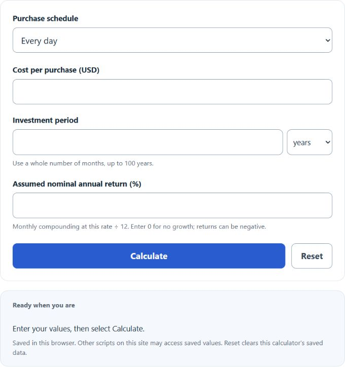 Latte Factor Calculator screenshot