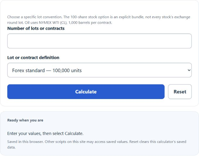 lots to units Converter screenshot