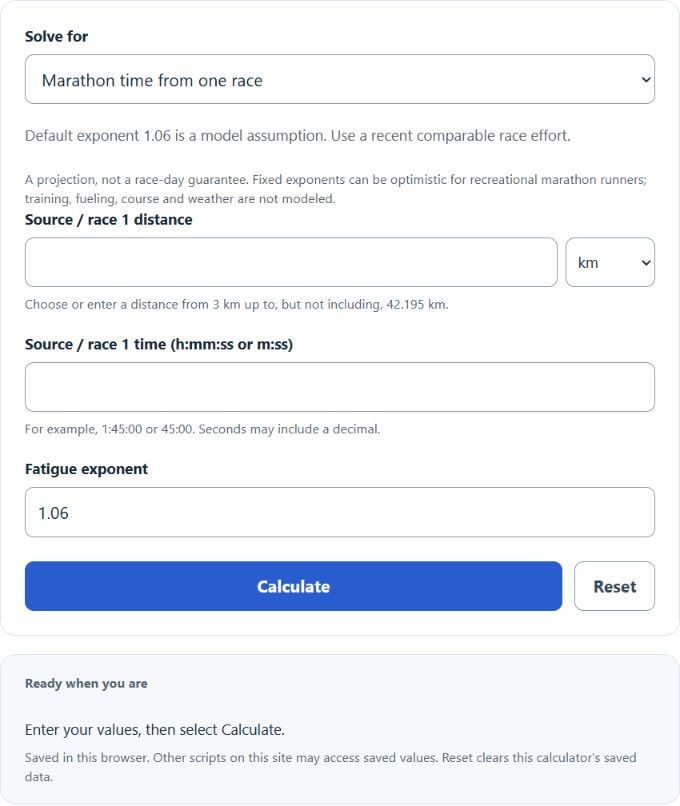 Marathon Time Predictor screenshot
