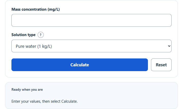 mg/l to ppm Converter screenshot