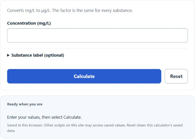 mg/l to ug Converter screenshot
