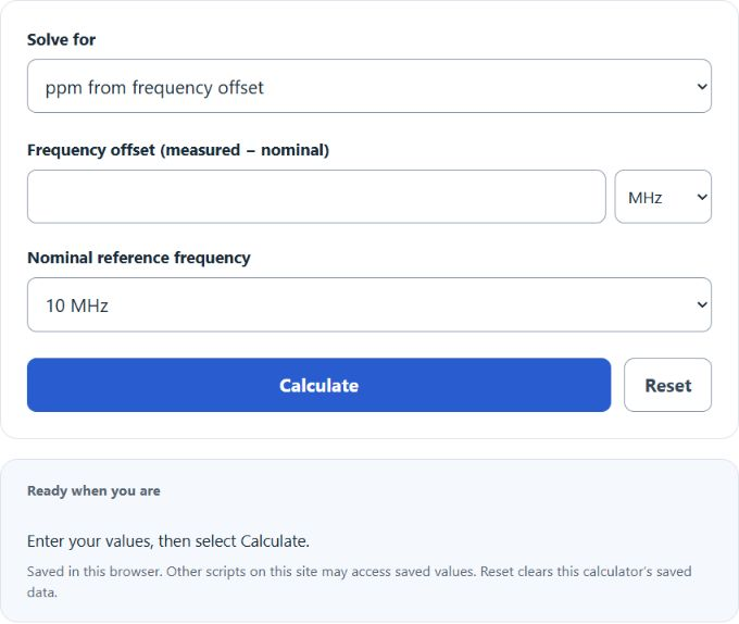MHz to ppm Converter screenshot