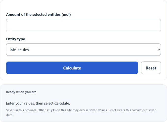 moles to units Converter screenshot