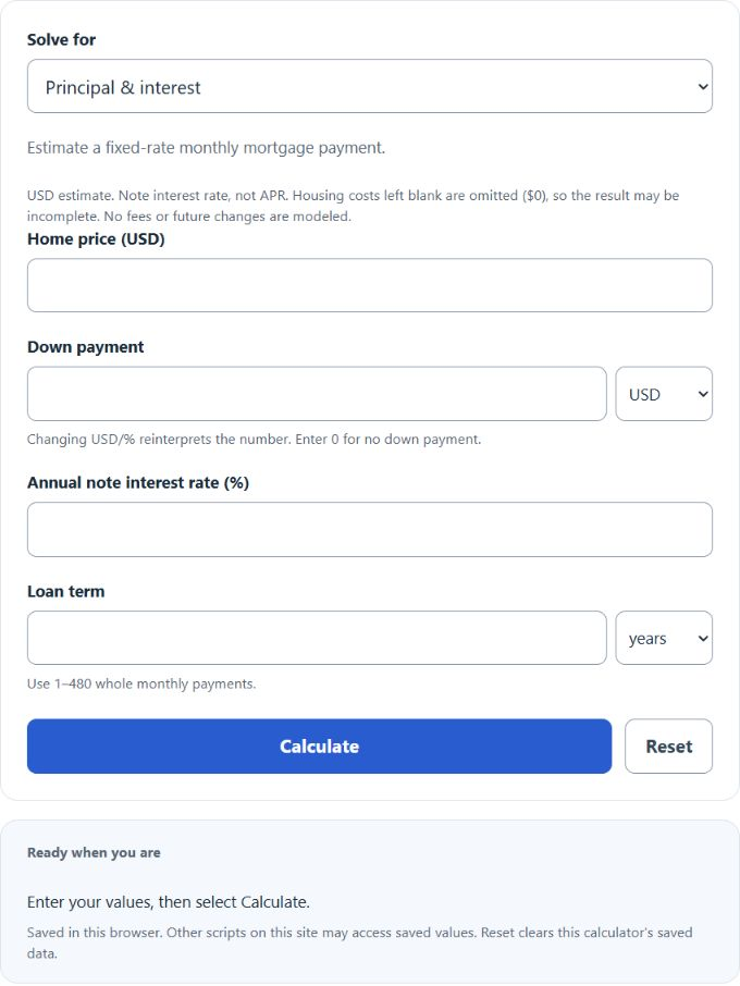 Mortgage Payment Calculator screenshot