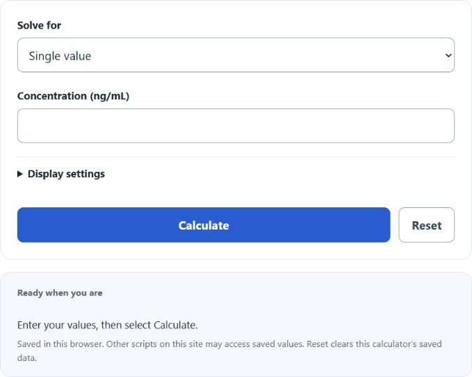 ng/ml to ug/ml Converter screenshot
