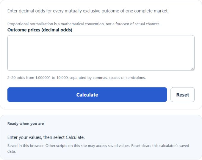 No Vig Calculator screenshot