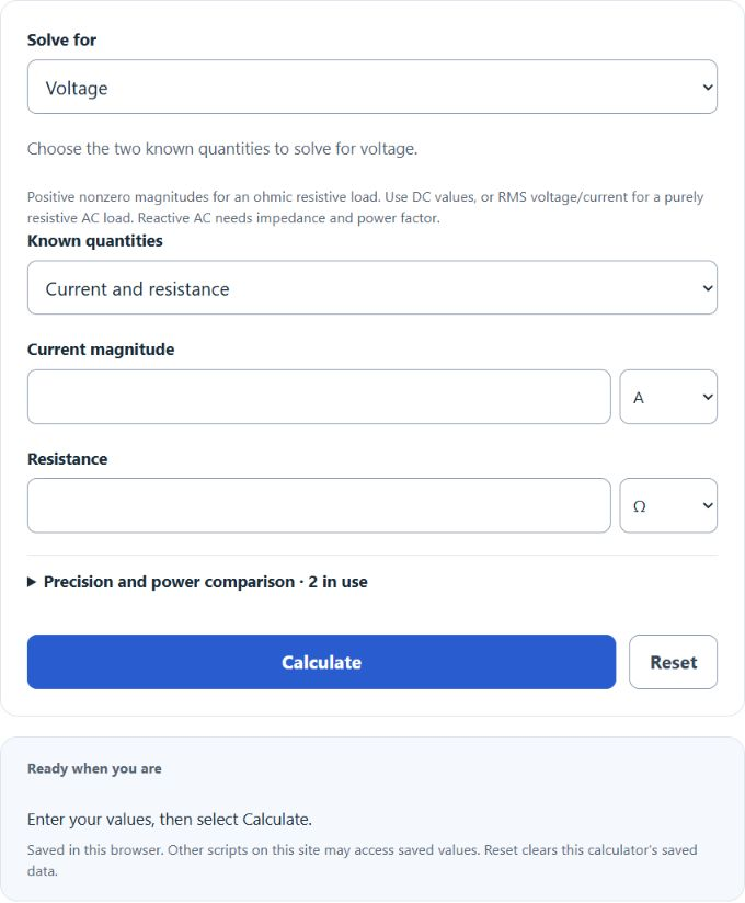 Ohm’s Law Calculator screenshot
