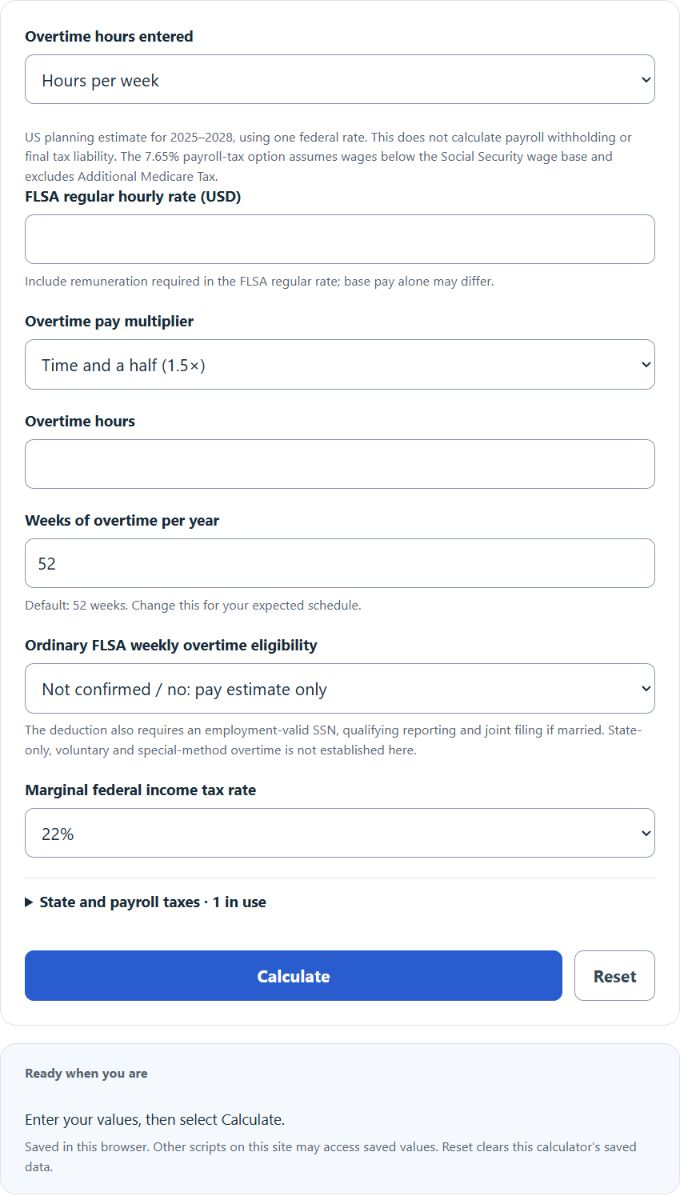 Overtime Tax Calculator screenshot