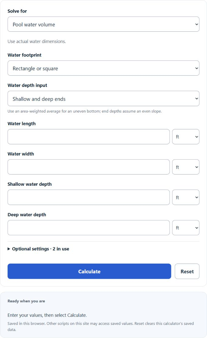 Pool Gallons Calculator screenshot