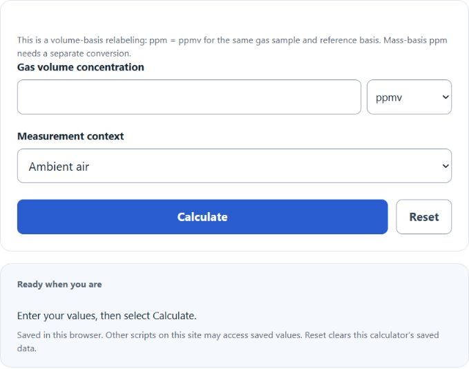 ppmv to ppm Converter screenshot