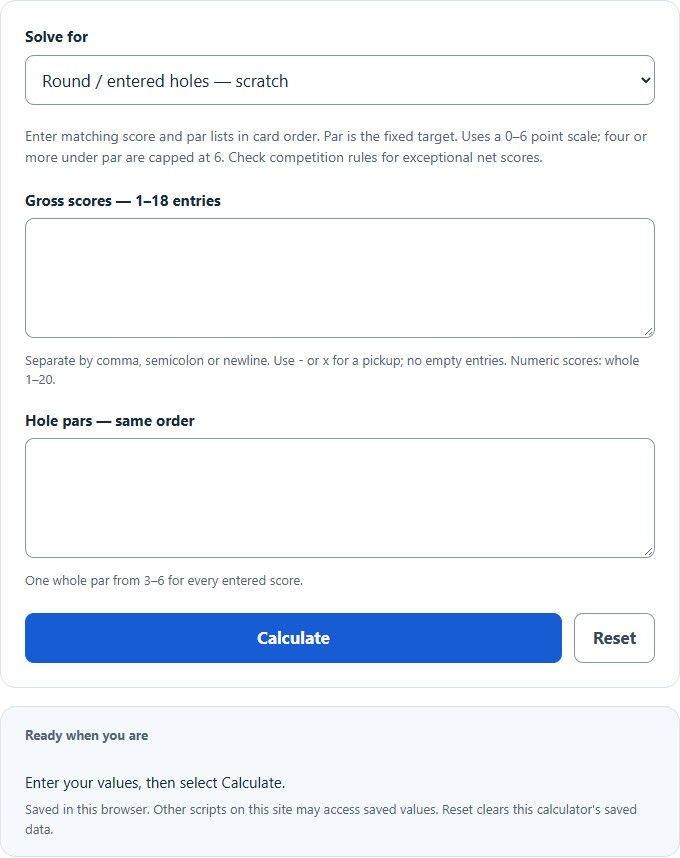 Stableford Points Calculator screenshot