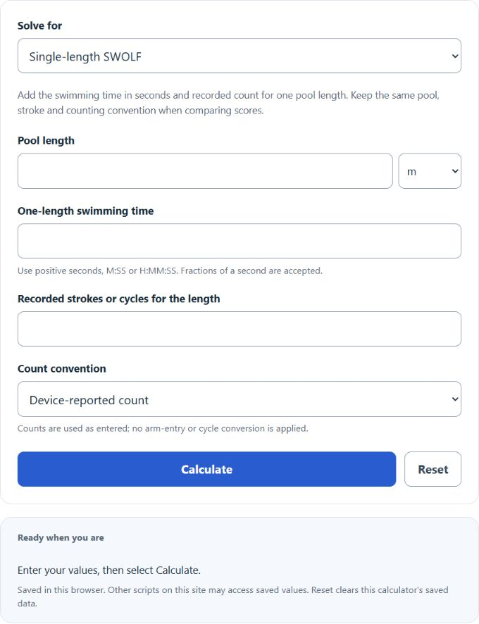 SWOLF Calculator screenshot