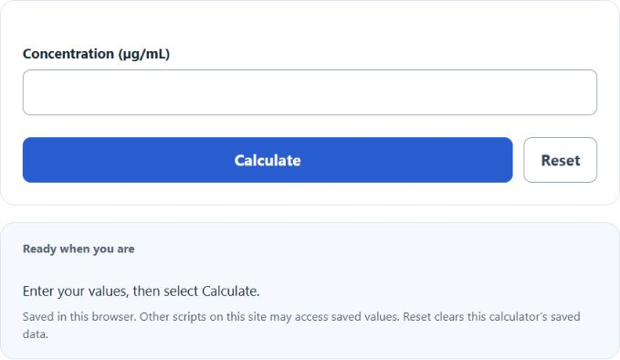 ug/ml to mg/dl Converter screenshot