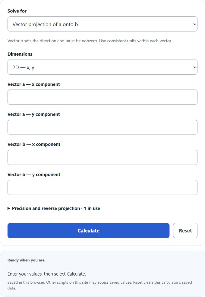 Vector Projection Calculator screenshot