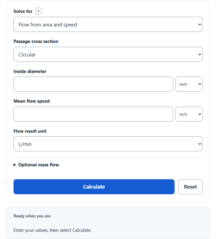 Volumetric Flow Rate Calculator screenshot